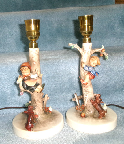1950 pair hummel lamps out - 1950,